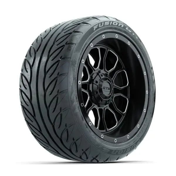 14" GTW Volt Machined Black Wheels with Low Profile Golf Cart Tire