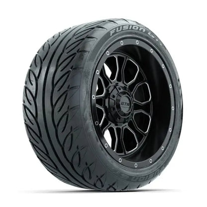 14" GTW Volt Machined Black Wheels with Low Profile Golf Cart Tire