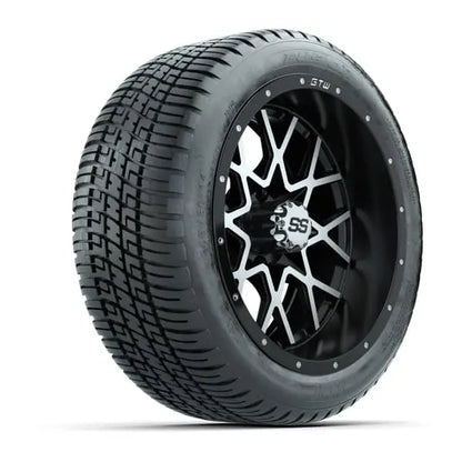 14" GTW Vortex Machined Black Wheels with Low Profile Golf Cart Tire