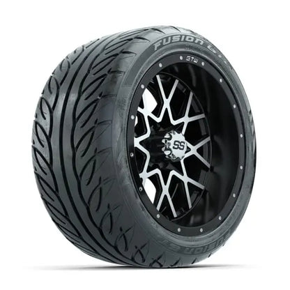 14" GTW Vortex Machined Black Wheels with Low Profile Golf Cart Tire