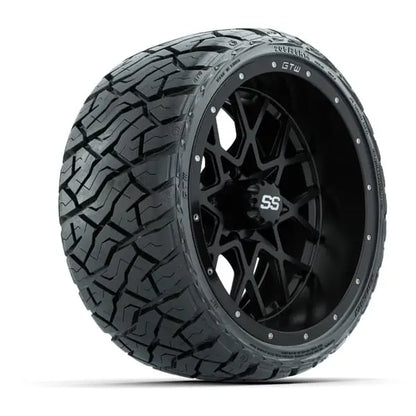 14" GTW Vortex Matte Black Wheels with Low Profile Golf Cart Tire