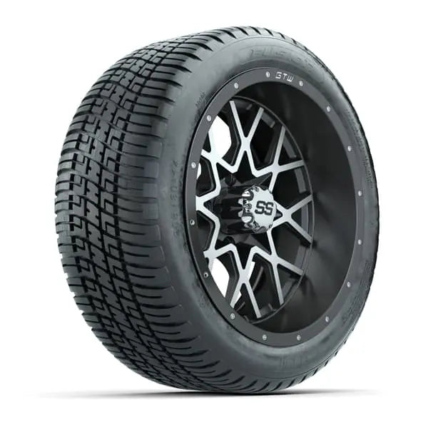 14" GTW Vortex Matte Grey Wheels with Low Profile Golf Cart Tire