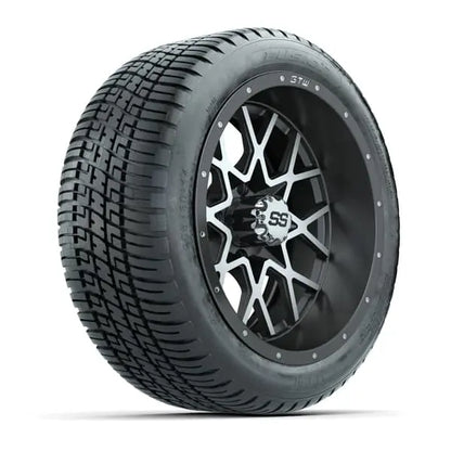 14" GTW Vortex Matte Grey Wheels with Low Profile Golf Cart Tire