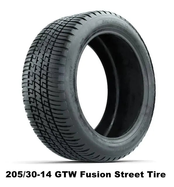 14" GTW Vortex Matte Black Wheels with Low Profile Golf Cart Tire