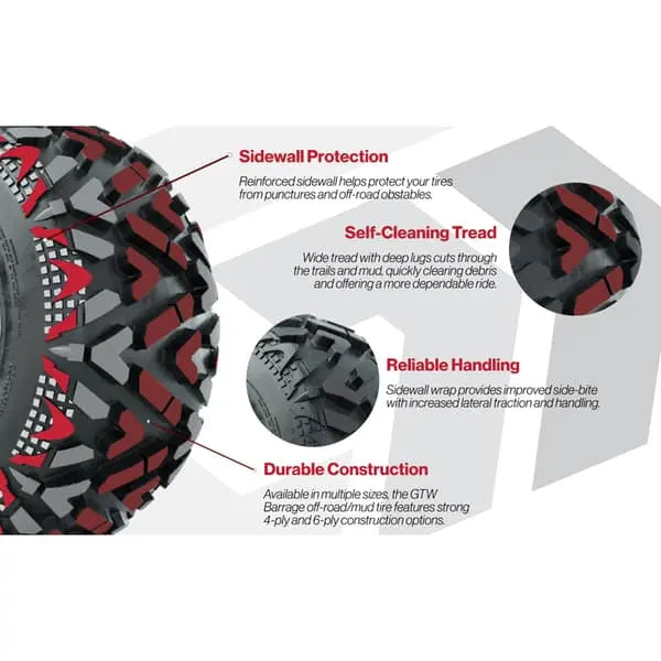 25x10-14 GTW Barrage Mud Tire Tread Specs