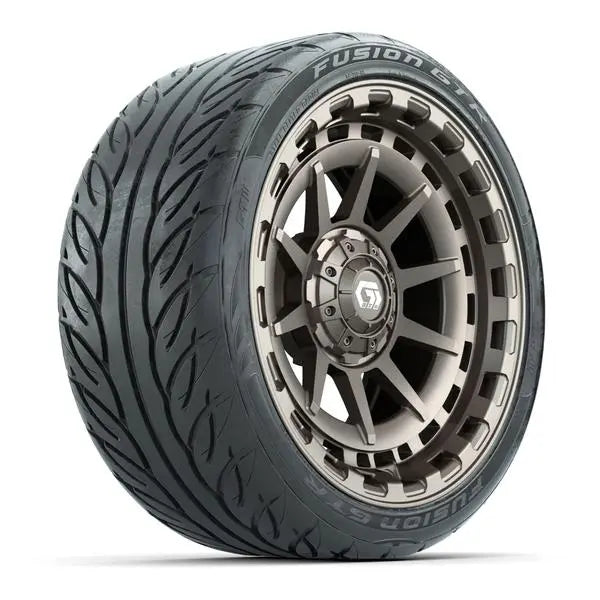 215/40-R15 GTW Fusion GTR Street Tire mounted on 15x7 Barricade Satin Bronze Wheel