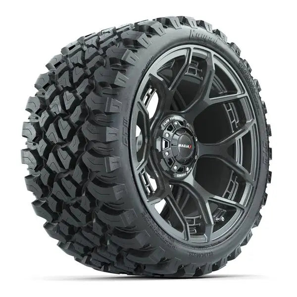 23x10-R15 GTW Nomad Radial All Terrain Tire mounted on 15x7 MadJax Evolution Gunmetal Wheel