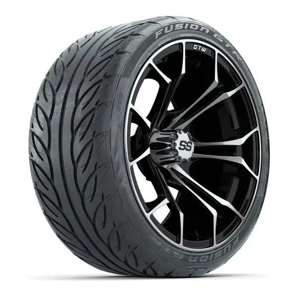 215/40-R15 GTW Fusion GTR Street Tire mounted on 15x7 Spyder Machined and Black Wheel