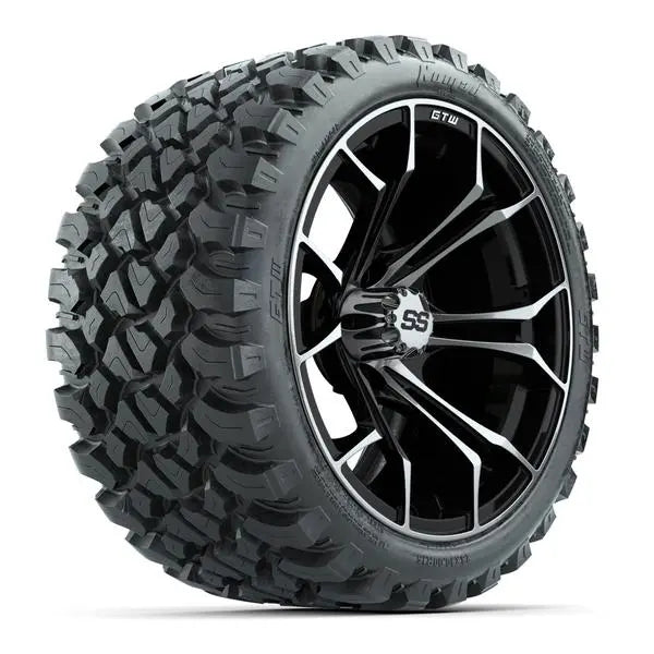 23x10-R15 GTW Nomad Radial All Terrain Tire mounted on 15x7 Spyder Machined and Black Wheel