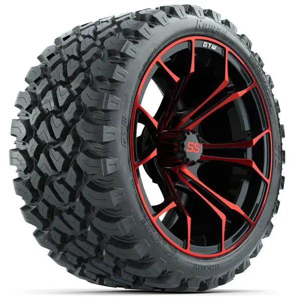 23x10-R15 GTW Nomad Radial All Terrain Tire mounted on 15x7 Spyder Red and Black Wheel