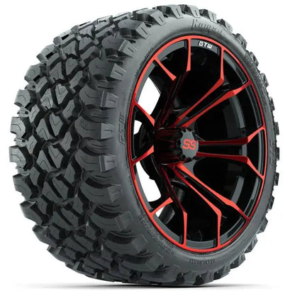 23x10-R15 GTW Nomad Radial All Terrain Tire mounted on 15x7 Spyder Red and Black Wheel