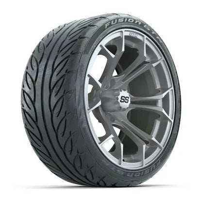 215/40-R15 GTW Fusion GTR Street Tire mounted on 15x7 Spyder Matte Silver Wheel