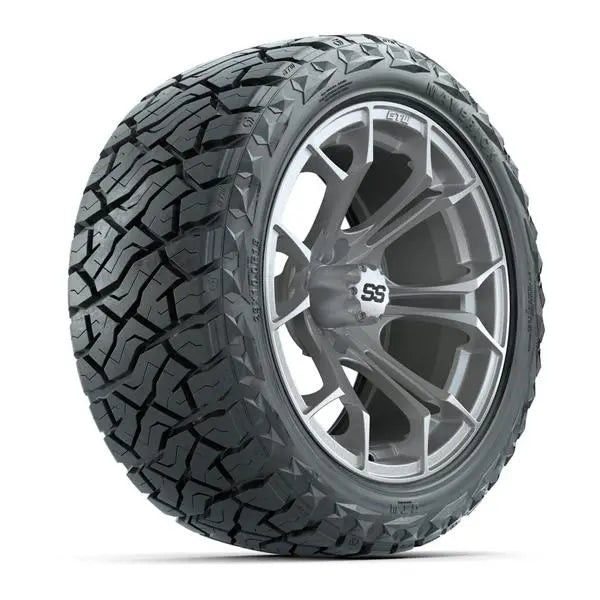 23x10-R15 GTW Maverick Radial All Terrain Tire mounted on 15x7 Spyder Matte Silver Wheel