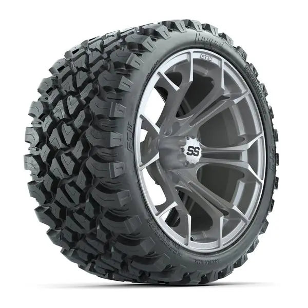 23x10-R15 GTW Nomad Radial All Terrain Tire mounted on 15x7 Spyder Matte Silver Wheel