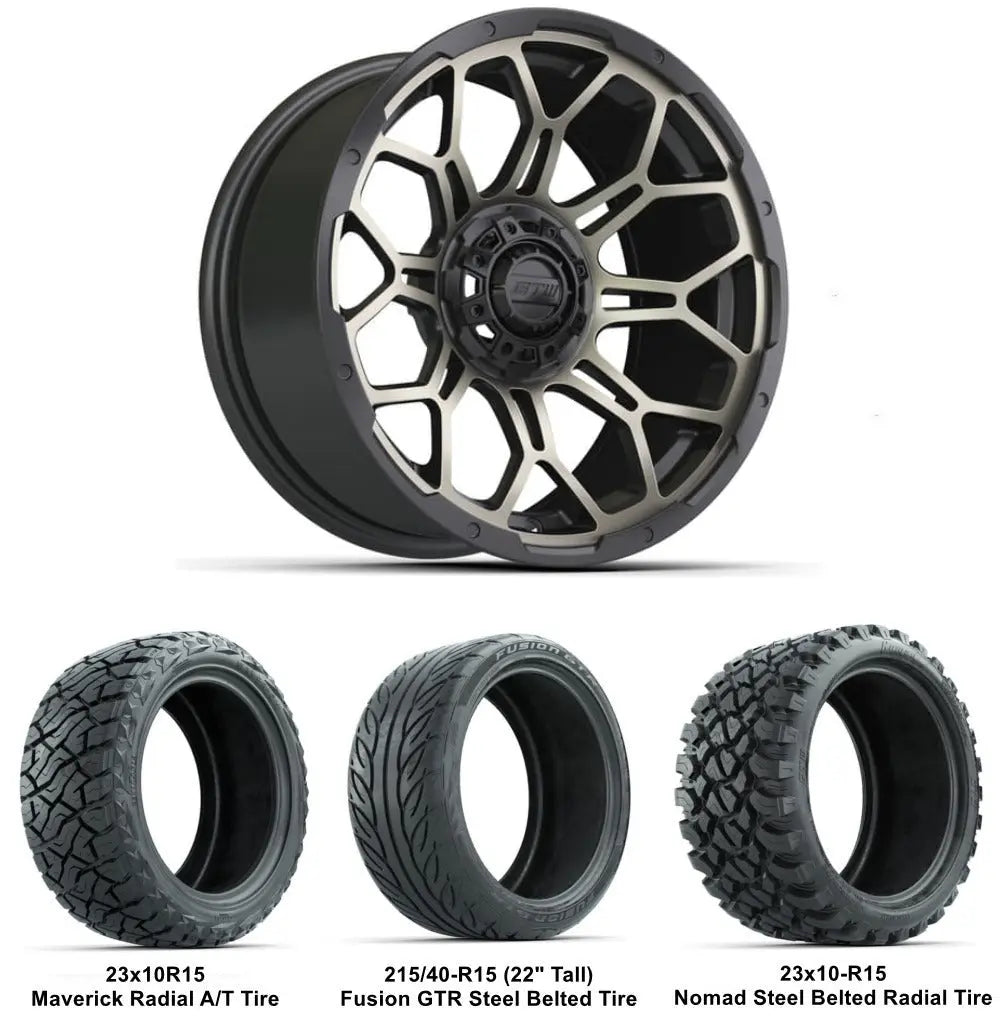 15" GTW Bravo Matte Bronze Wheels with Lifted Tire Combo