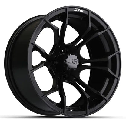 15" GTW Spyder Matte Black Wheels with Lifted Tire Combo