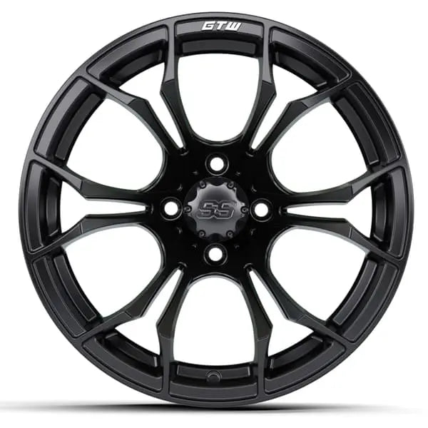15" GTW Spyder Matte Black Wheels with Lifted Tire Combo