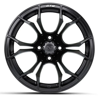 15" GTW Spyder Matte Black Wheels with Lifted Tire Combo