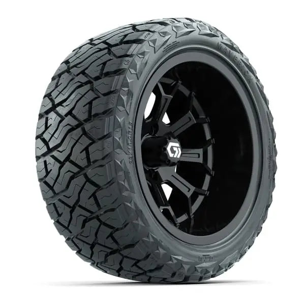 15" GTW Assault Gloss Black Wheels with 23x10R15 Maverick Radial AT Tires