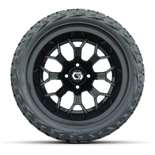 15" GTW Assault Gloss Black Wheels with 23x10R15 Maverick Radial AT Tires