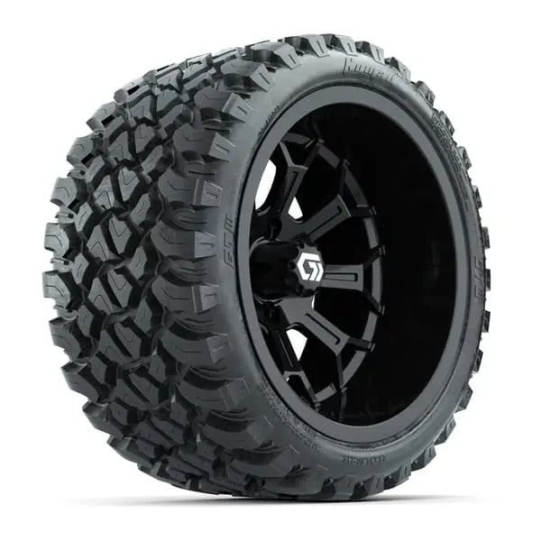 15" GTW Assault Gloss Black Wheels with 23x10R15 Nomad Steel Belted AT Tires