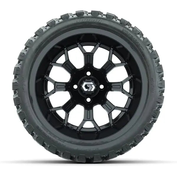 15" GTW Assault Gloss Black Wheels with 23x10R15 Nomad Steel Belted AT Tires