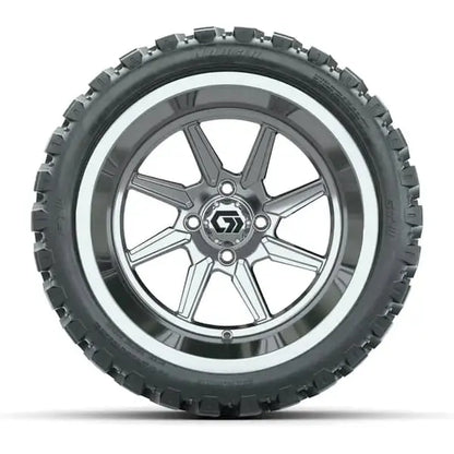 23x10 R15 Nomad Radial All Terrain Tire mounted on 15x9 Reaper Wide Chrome Wheel Face View
