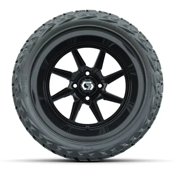 15" GTW Reaper Gloss Black Wheels with 23x10R15 Maverick Radial AT Tires