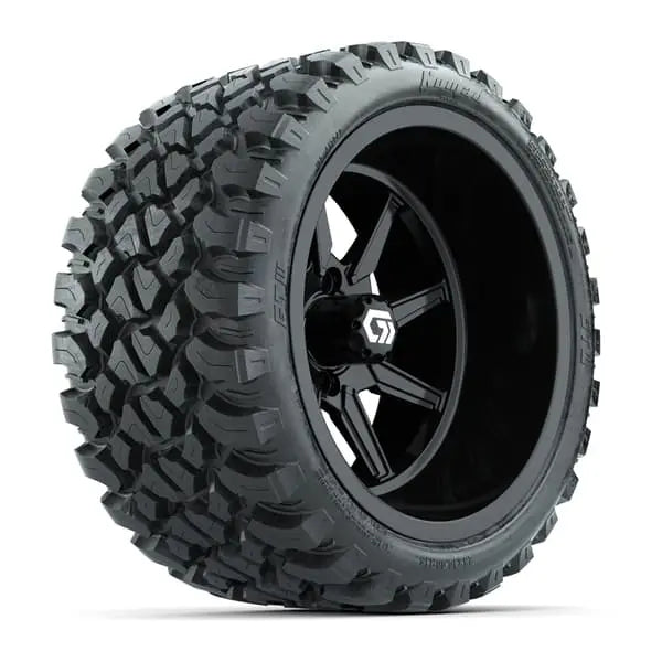 15" GTW Reaper Gloss Black Wheels with 23x10R15 Nomad Steel Belted AT Tires