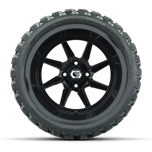 15" GTW Reaper Gloss Black Wheels with 23x10R15 Nomad Steel Belted AT Tires