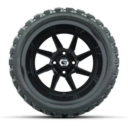15" GTW Reaper Gloss Black Wheels with 23x10R15 Nomad Steel Belted AT Tires