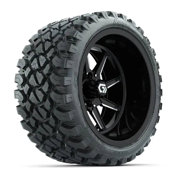 15" GTW Reaper Machined Black Wheels with 23x10R15 Nomad Steel Belted AT Tires