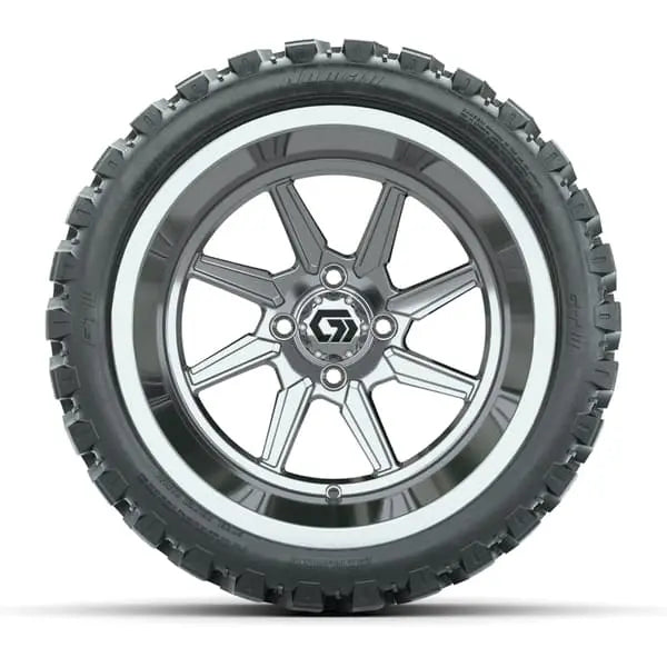 15" GTW Reaper Chrome Wheels with 23x10R15 Nomad Steel Belted AT Tires