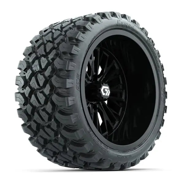 15" GTW Viper Gloss Black Wheels with 23x10R15 Nomad Steel Belted AT Tires