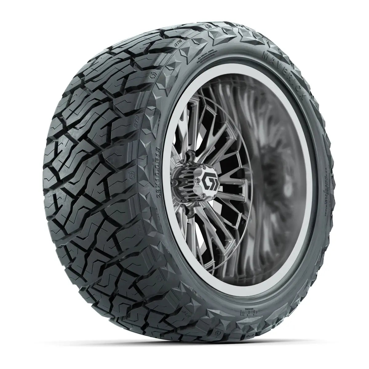 15" GTW Viper Chrome Wheels with 23x10R15 Maverick Radial AT Tires