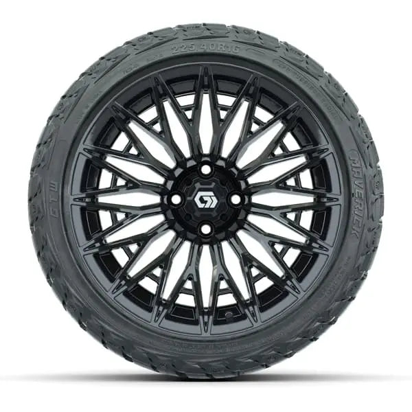 16" GTW Blur Gloss Black Wheels with 225/40-R16 Maverick Radial AT Tires