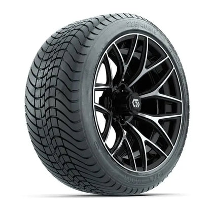 225/40-R16 GTW Mamba Street Tire mounted on 16x7 Monaco Machined and Black Wheel Angle View