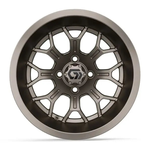 14" GTW Assault Wide Matte Bronze Wheels with Lifted Golf Cart Tire