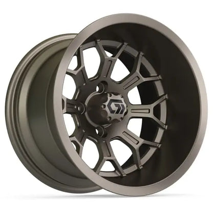 14" GTW Assault Wide Matte Bronze Wheels with Lifted Golf Cart Tire