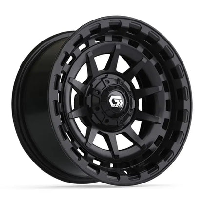 14" GTW Barricade Gloss Black Wheels with Low Profile Golf Cart Tire