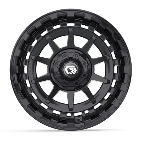 14" GTW Barricade Gloss Black Wheels with Low Profile Golf Cart Tire