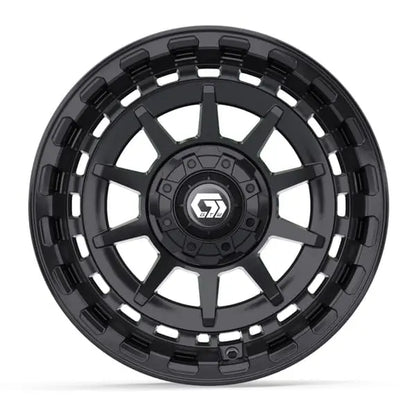 14" GTW Barricade Gloss Black Wheels with Low Profile Golf Cart Tire