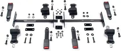 Universal Retractable 4 Seat Belt & Mounting Bar Kit Red Hawk