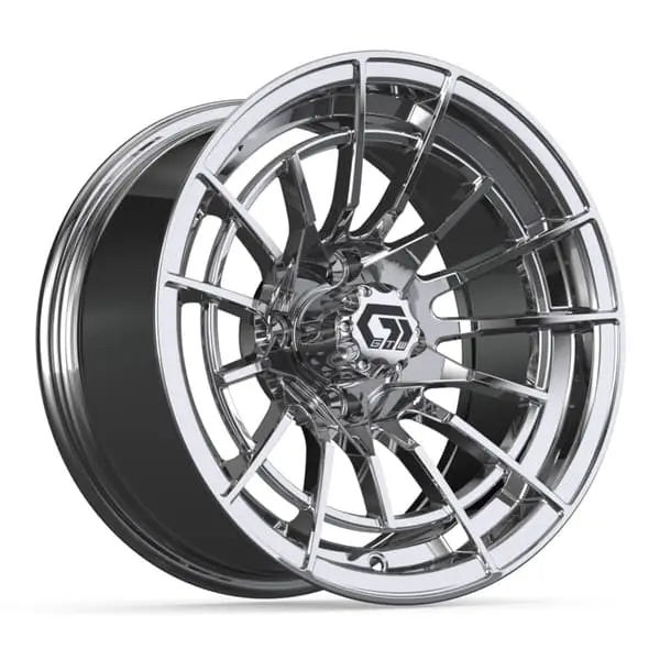 14" GTW Boost Chrome Wheels with Lifted Golf Cart Tire