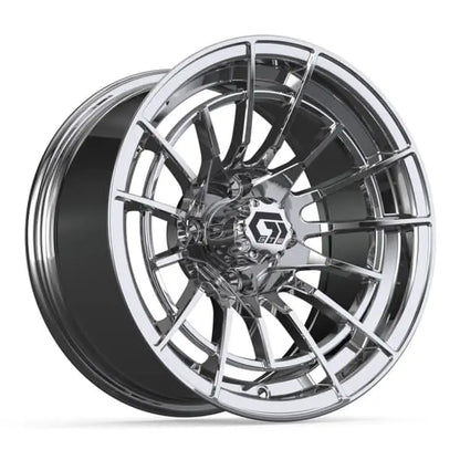 14" GTW Boost Chrome Wheels with Lifted Golf Cart Tire