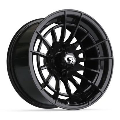 14" GTW Boost Gloss Black Wheels with Low Profile Golf Cart Tire