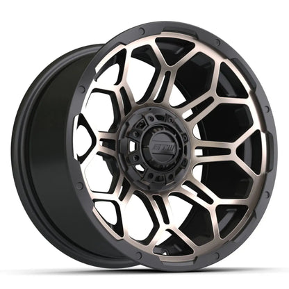 14" GTW Bravo Matte Bronze Wheels with Low Profile Golf Cart Tire