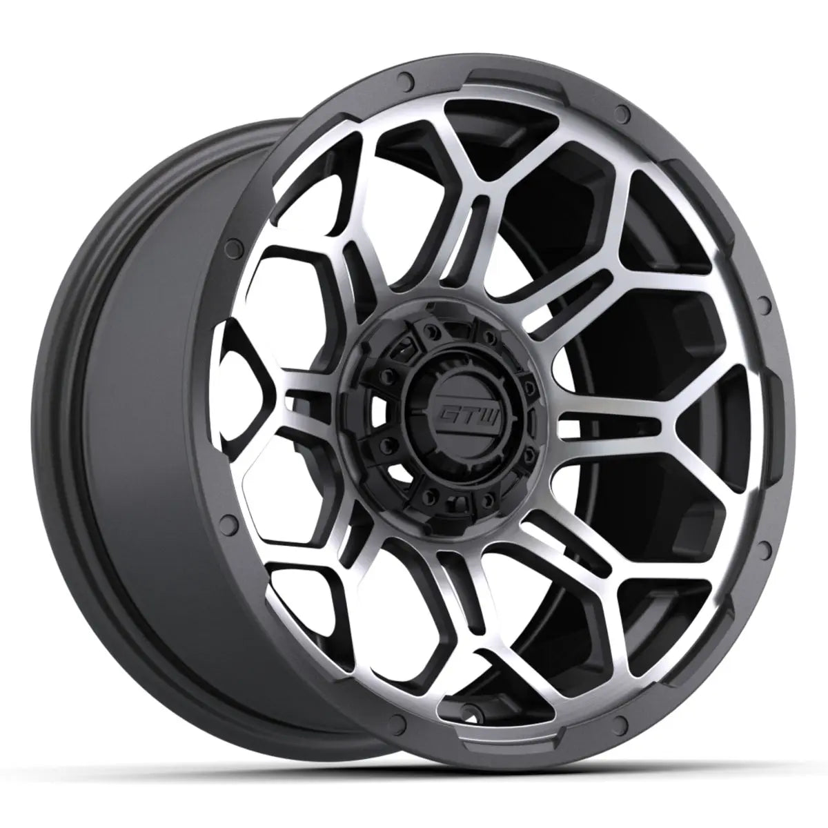 14" GTW Bravo Matte Grey Wheels with Low Profile Golf Cart Tire