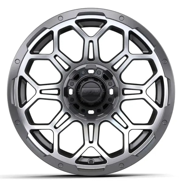 14" GTW Bravo Matte Grey Wheels with Low Profile Golf Cart Tire