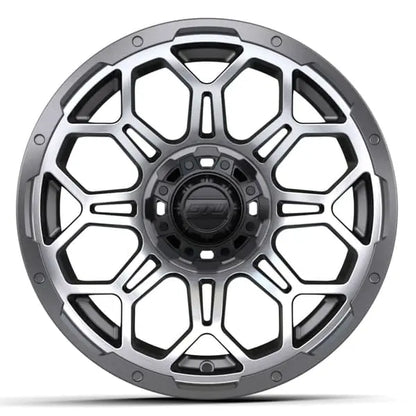 14" GTW Bravo Matte Grey Wheels with Low Profile Golf Cart Tire